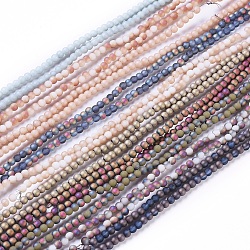 Electroplated Frosted Glass Bead Strands, Round, Mixed Color, 2.5mm, Hole: 0.7mm, about 150pcs/strand, 15.35 inch(39cm)