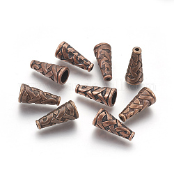 Tibetischen Stil Legierung Perle Kegel, Cadmiumfrei und Nickel frei und Bleifrei, Rotkupfer, 18x8x8 mm, Bohrung: 1 mm