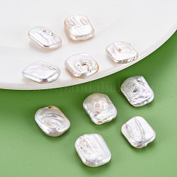 Perles de perles keshi naturelles, perle de culture d'eau douce, pas de trous / non percés, rectangle, couleur de coquillage, 18~21x15~16x4~7mm