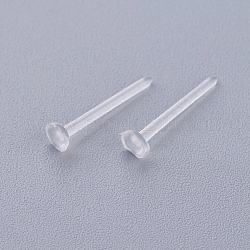 Accessoires de puces d'oreilles en plastique, plat rond, clair, 12x3mm, pin: 0.7 mm, environ 1000 pcs / sachet 
