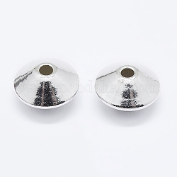 925 стерлингов серебряные шарики Spacer, блюдце бусины, серебряные, 4x2 мм, отверстие : 1 мм