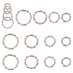 PandaHall Elite 16Pcs 4 Styles Zinc Alloy Spring Gate Rings, Polygon Ring, Platinum, 29~49x6mm, Inner Diameter: 19~38mm, 4pcs/style
