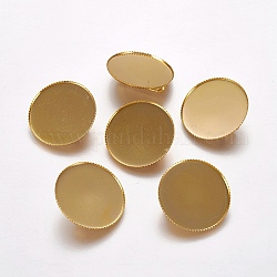 Brass Brooch Base Settings, Rack Plating, Flat Round, Golden, 26x7mm, Pin: 0.7mm, 25mm inner diameter