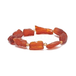 Bracelet extensible en perles de verre et pépites irrégulières en ambre naturel, bijoux en pierres précieuses pour femmes, diamètre intérieur: 1-3/4 pouce (4.6 cm)