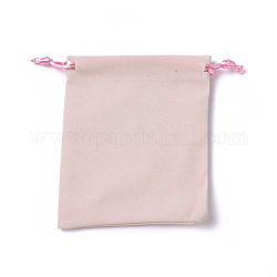 Verpackungsbeutel aus Samt, Kordelzugbeutel, rosa, 12~12.6x10~10.2 cm