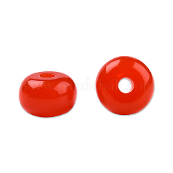 Бусины из cмолы, имитация нефрита, плоско-круглые, красные, 8x4.5 мм, отверстие : 1.6~1.8 мм