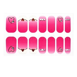Cubierta completa nombre pegatinas de uñas, autoadhesivo, para decoraciones con puntas de uñas, de color rosa oscuro, 24x8mm, 14pcs / hoja