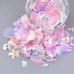 Accesorios del ornamento, paillette plástico pvc / cuentas de lentejuelas, formas mixtas, rosa perla, 4~40x2.5~16x0.3~1.5mm, agujero: 1~1.6 mm