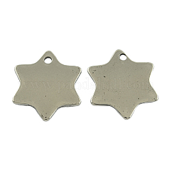 201 Stainless Steel Stamping Blank Tag Pendants, Star, 201 Stainless Steel Color, 20x18x1mm, Hole: 2mm