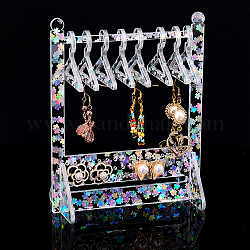 PH PandaHall Acrylic Earring Holder, Coat Hanger Jewelry Display 80 Holes Dangle Earring Hanging Organizer Acrylic Ear Studs Display Rack for Retail Show Personal Exhibition, 2.3x4.7x6.3inch