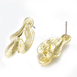 Accessoires de clous d'oreilles en alliage, avec boucle, épingles en acier, or clair, 22x11mm, Trou: 2.5mm, pin: 0.7 mm