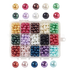 15 Farbe Glas Perlen, gefärbt, Runde, Mischfarbe, 8 mm, Bohrung: 1 mm, über 30pcs / Farbe, 460 Stück / Karton