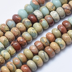 Chapelets de perles en jaspe aqua terra naturel, rondelle, 8~8.5x5~6mm, Trou: 1mm, Environ 85 pcs/chapelet, 15.7 pouce (40 cm).