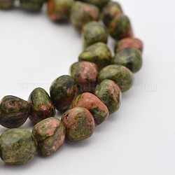 Natur Unakit Perle Stränge, getrommelt Stein, Nuggets, 5~7 mm, Bohrung: 5~7 mm, etwa 1 Zoll