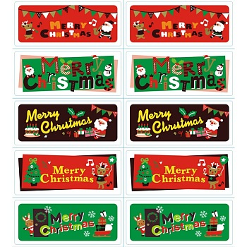 Autocollants de scellement, étiquette autocollant photo autocollants, le thème de Noël, couleur mixte, 60x25mm, 10pcs / feuille