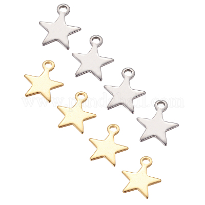  UNICRAFTALE 100pcs Star Charm 2 Colors Metal Pendants