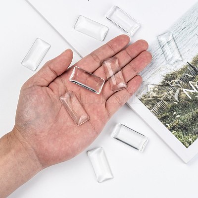 Cabochons de verre transparent de rectangle&nbsp;GGLA-R025-38x19-1