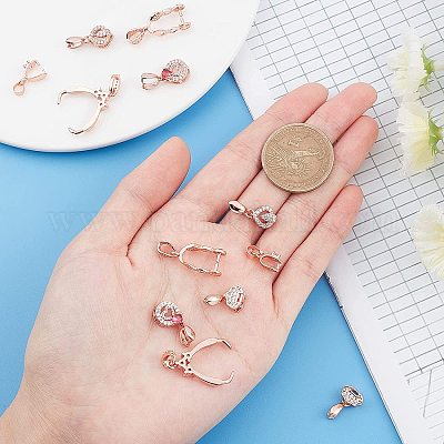 12Pcs jewelry findings for making pinch bails for jewelry making rhinestone  lock
