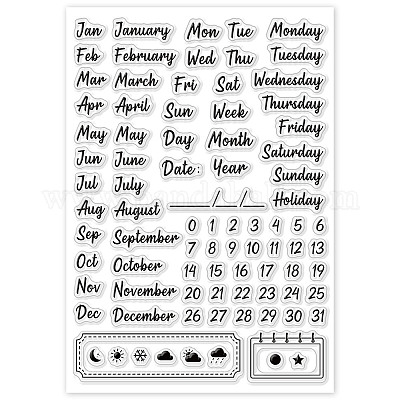 Wholesale GLOBLELAND Calendar Date Clear Stamps Month Week Day Numbers  Silicone Clear Stamp Seals for Cards Making DIY Scrapbooking Photo Journal  Album Decoration 