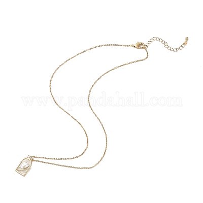 Arco con fiore collane ciondolo smalto ottone&nbsp;NJEW-H051-06G-1