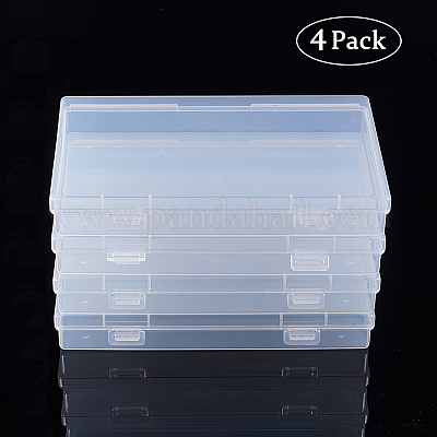 BENECREAT 4 Pack 5.5x3.5x1.5 Large Clear Plastic Box Container Clear  Storage Organizer with Hinged Lid for Small Craft Accessories Office  Supplies