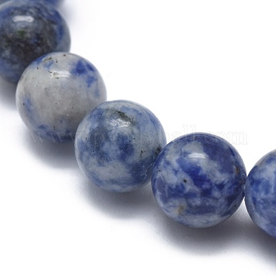 Bracciali elasticizzati con perle di diaspro a punto blu naturale&nbsp;BJEW-K212-B-039-1