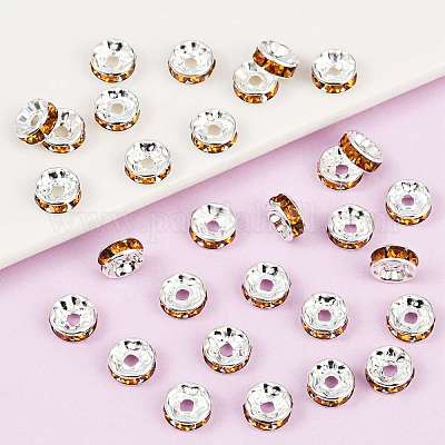 Perles séparateurs en laiton avec strass&nbsp;X-RB-A014-Z8mm-17S-1