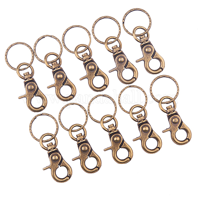 Wholesale Antique Bronze Iron Swivel Snap Hooks Clasps with Key Rings for  Craft 