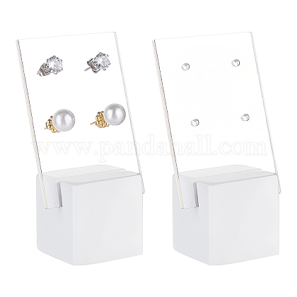 CHGCRAFT 2Pcs 2 Style Acrylic Stud Earring Display Stand Cube 2.95x2.9x2.9cm and 4 Holes Acrylic Earring Stud Display Pegboard 3.95x5.95x0.25cm for Store Closet Show EDIS-CA0001-01-1
