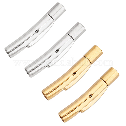 Unicraftale 4Pcs 2 Style 304 Stainless Steel Bayonet Clasps STAS-UN0020-74-1