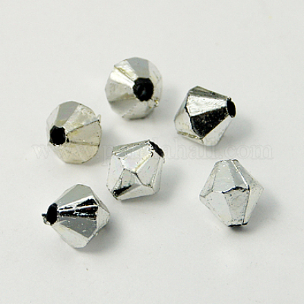 Perles acryliques plaquées argent PL717-2-1