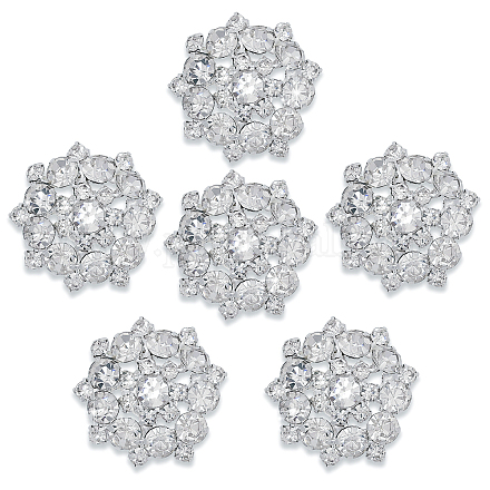 CHGCRAFT 6Pcs Rhinestone Shank Buttons Sew on Rhinestone Buttons Flower Crystal Buttons Embellishments for Jewelry Making Clothes Earring Wedding Decoration BUTT-CA0001-16A-1