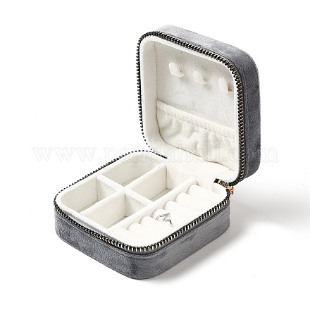 Cajas de cremallera de joyería de terciopelo cuadrado VBOX-C003-01D-1