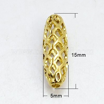 Brass Filigree Beads KK-H737-15x5mm-G-1