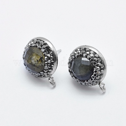 Faceted Natural Labradorite Stud Earring Findings RB-L031-21A-1