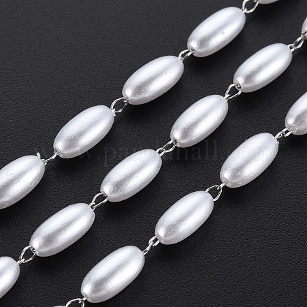304 Perlenketten aus Edelstahl und ABS-Kunststoffimitat CHS-S008-014B-P-1