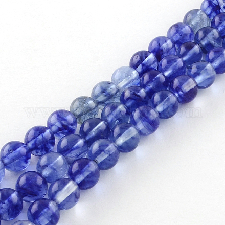 Pastèque bleu perles de verre en pierre brins G-R342-6mm-17-1