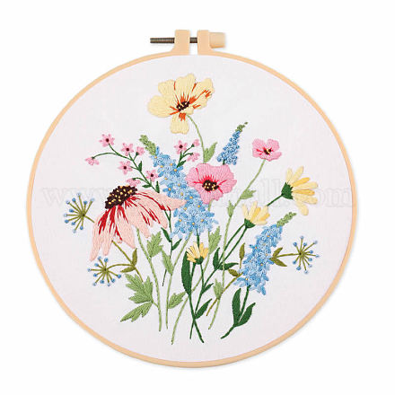 DIY Flower & Leaf Pattern Embroidery Kits SENE-PW0005-004A-1