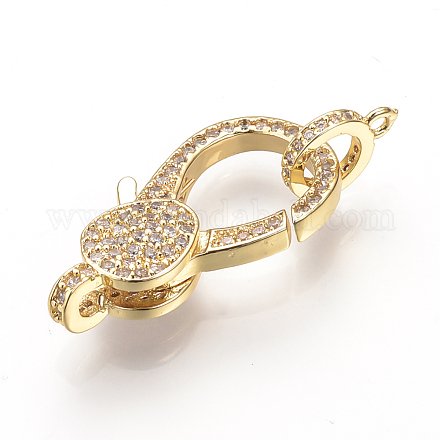 Brass Micro Pave Cubic Zirconia Lobster Claw Clasps ZIRC-S058-17G-1