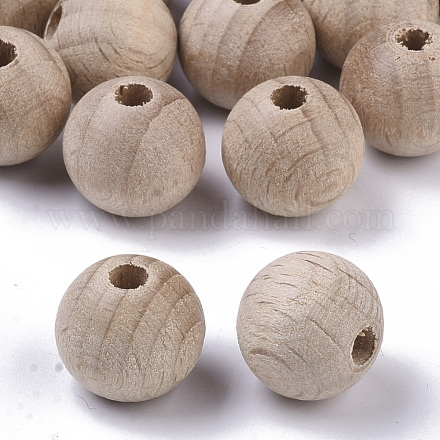 Perles en bois de hêtre naturel WOOD-T020-01B-1