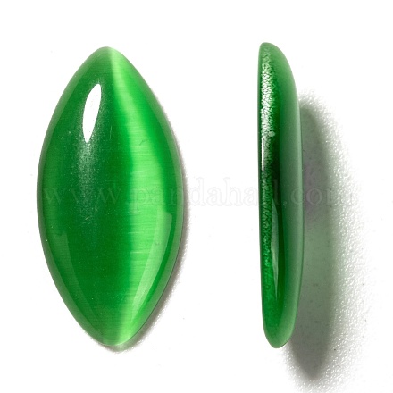 キャッツアイカボション  グリーン  楕円形/ライス  約10 mm幅  長さ20mm  厚さ3mm X-CE043-10X20-07-1
