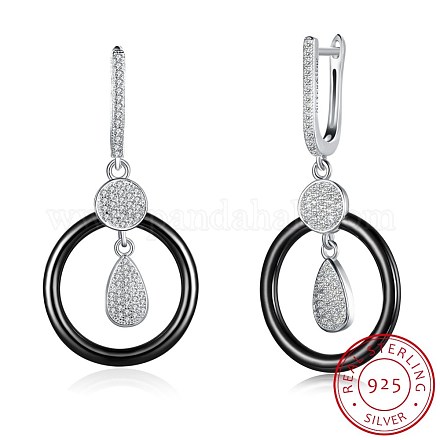 Trendy 925 Sterling Silver Hoop Earrings EJEW-BB20945-A-1