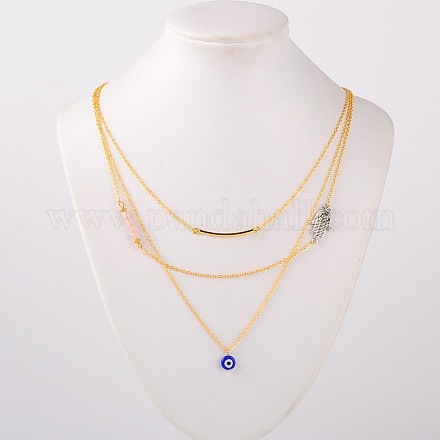 Trendy Brass Tiered Necklaces NJEW-JN00881-01-1