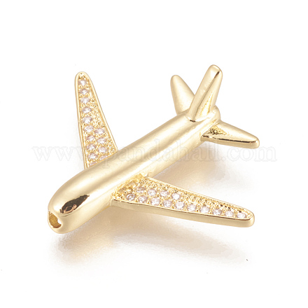 Brass Micro Pave Cubic Zirconia Airliner Beads X-ZIRC-L078-005G-NR-1