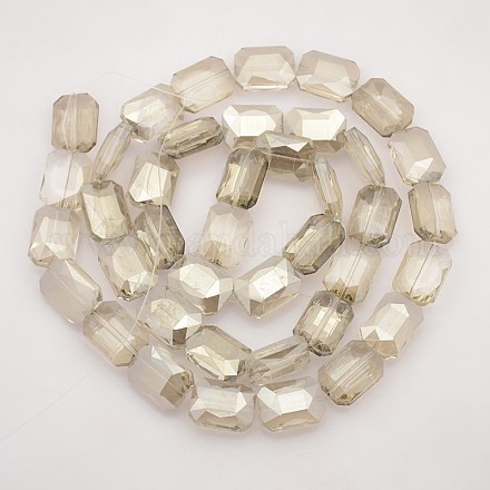 Perles rectangle electroplate de fils de verre EGLA-P002-F02-1