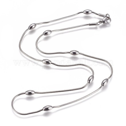 304 Stainless Steel Herringbone Chain Necklaces NJEW-F261-19P-1