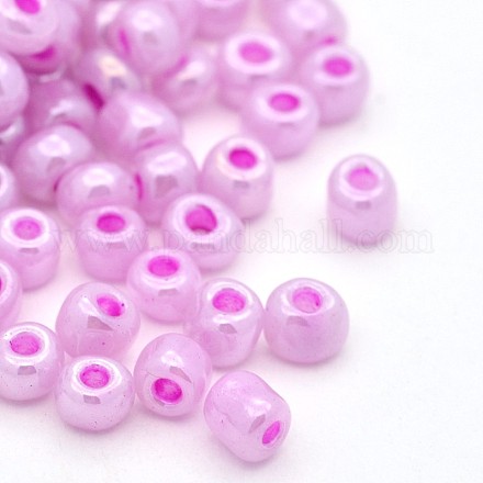 DIY Craft Beads 6/0 Ceylon Round Glass Seed Beads X-SEED-A011-4mm-155-1