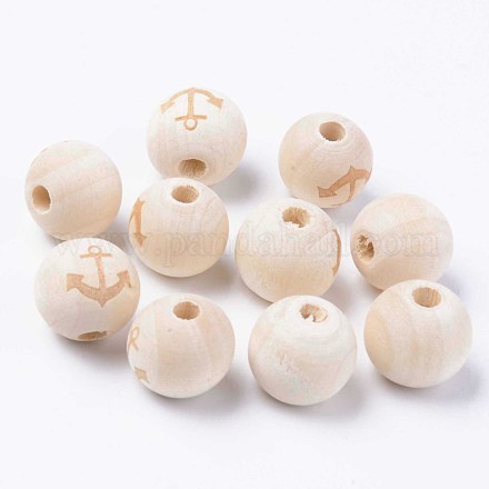 Unfinished Natural Wood European Beads WOOD-S057-001A-1