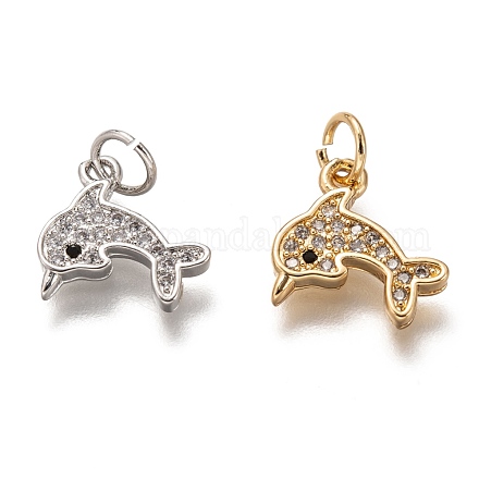 Brass Micro Pave Clear Cubic Zirconia Charms ZIRC-C020-50-1