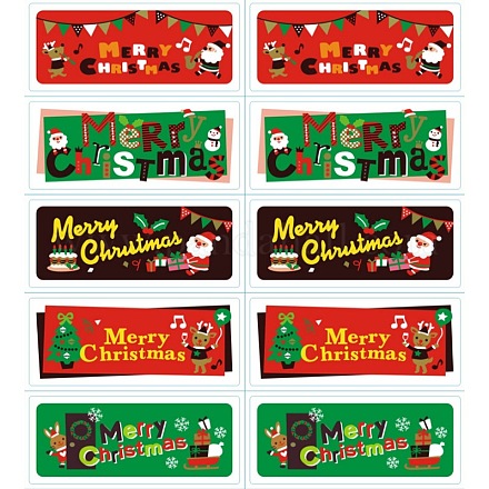 シールステッカー  ラベル貼付絵ステッカー  クリスマステーマ  ミックスカラー  60x25mm  10pcs /シート X-AJEW-L062-09-1